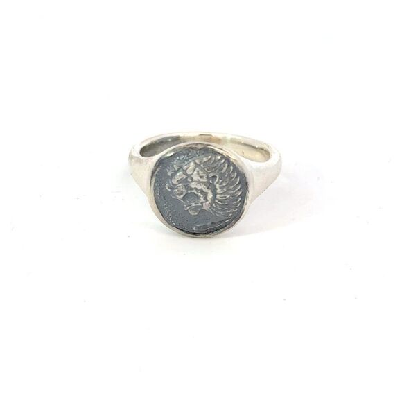 David Yurman Mens Lion Signet Ring Size 8 Sterling Silver Estate DY598 - Picture 1 of 6